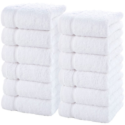 12-Pack Turkish Cotton Washcloth Set, 13x13 Inch 600 GSM Face Towels