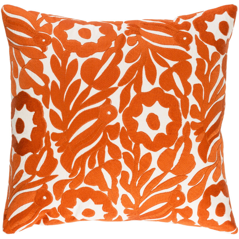 Pallavi Cotton Pillow Cover, 20" H x 20" W x 1" D, Orange