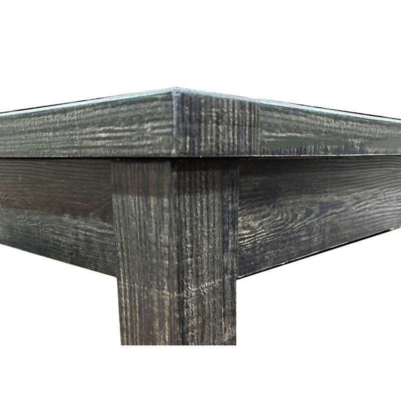 Table de salle à manger en bois de 48 pouces avec 4 chaises d'appoint rembourrées, finition gris anthracite, design transitionnel Mid-Century, 5 pièces d'ingénierie: table rectangulaire de 48 po, tissu gris anthracite, dossier uni, sièges