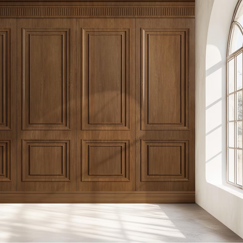 Classic Walnut Wood Panel Wall Mural, 108" L x 96" W