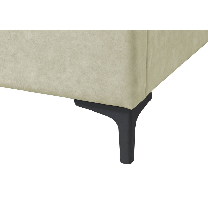 Très grand lit plateforme tapissier brun clair avec un style confortable 100% classique