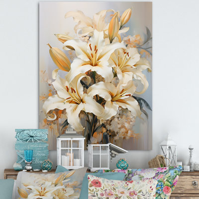 «Beige et or» Pure Lily Beauty Whispers I, reproduction sur toile
