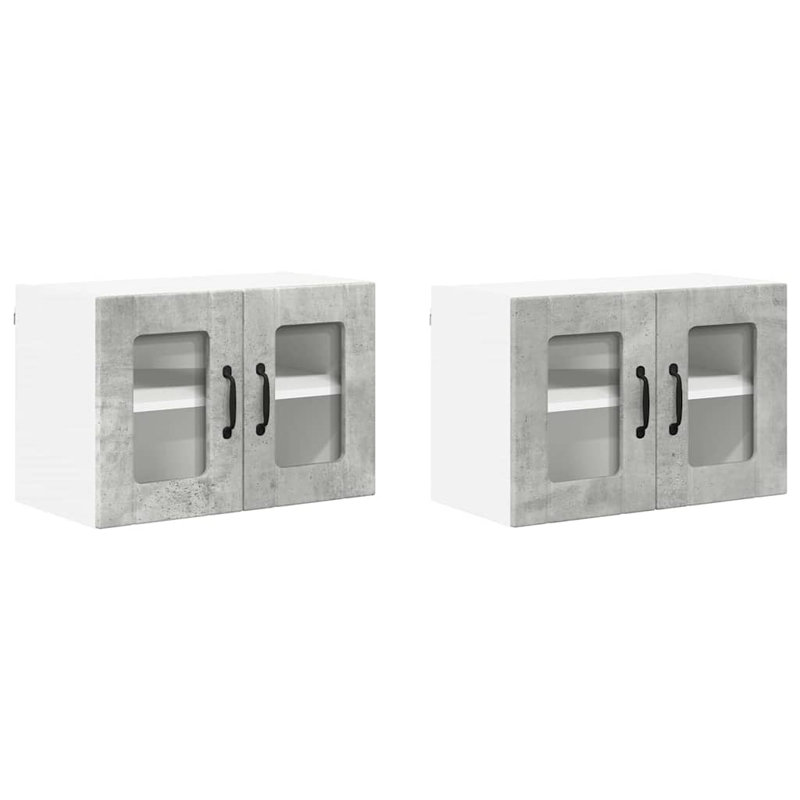 Vidaxl Kitchen Cabinet With Shelf 2 Pcs Artisan Oak 60 X 31 X 40 Cm, Concrete Grey