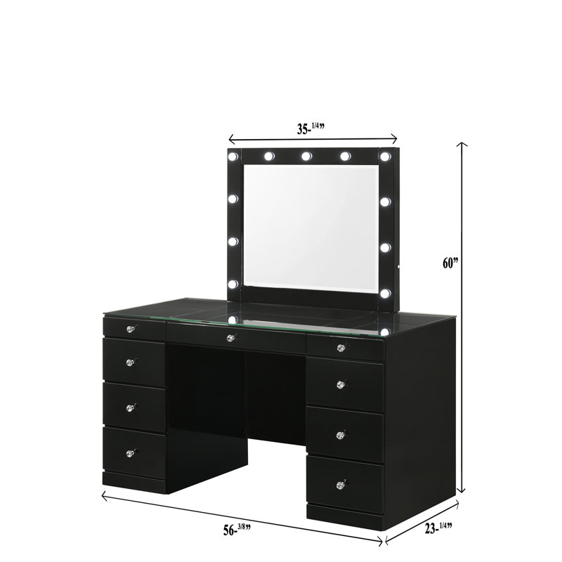 Meuble-lavabo en bois avec 1 tiroir 9 pièces, Noir