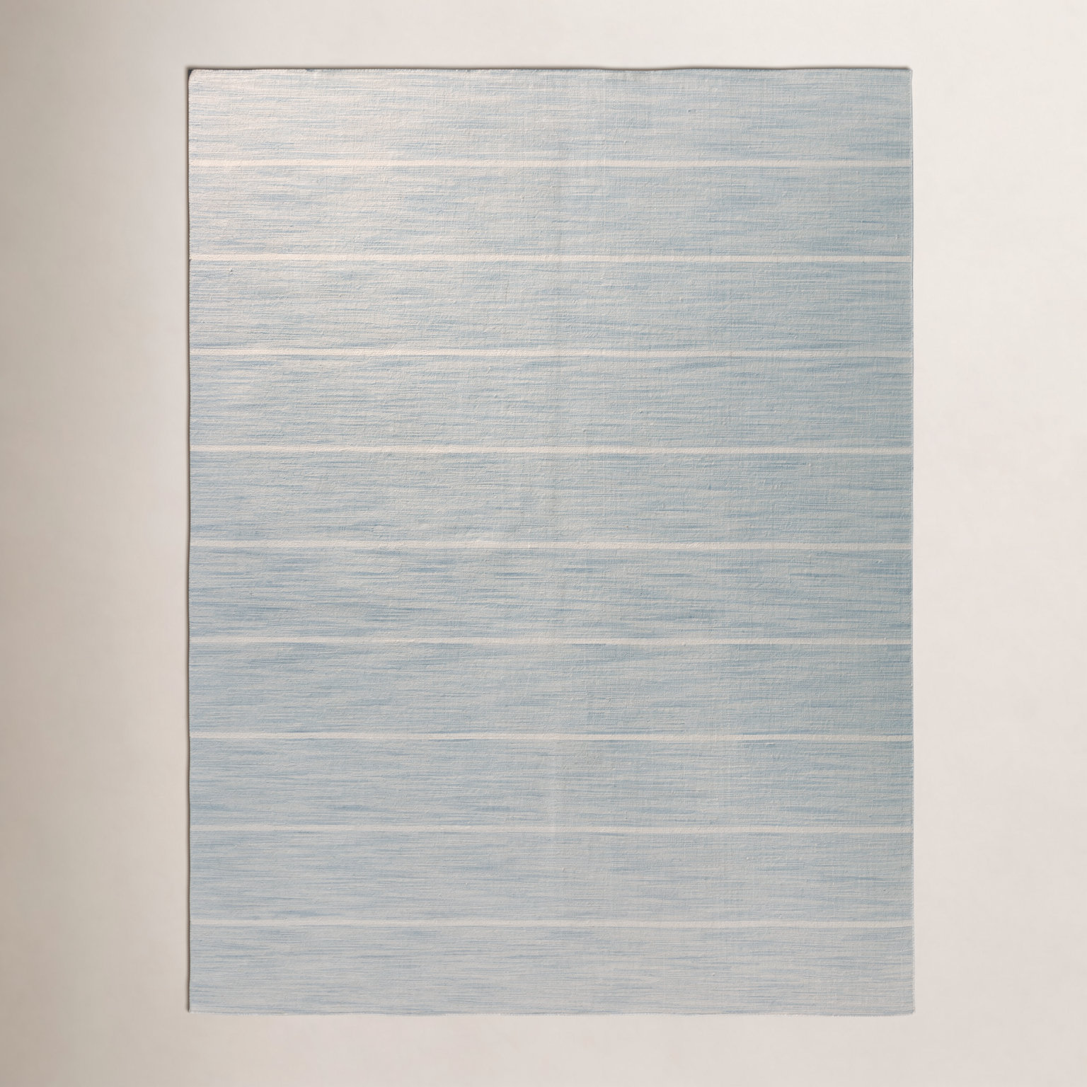 Aldine Blue Beige Hand-Woven Striped Wool Rug, Rectangle 2' x 3'