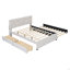 Lit plateforme tapissier avec tête de lit à motif brique, gigogne simple et 2 tiroirs, tissu en lin-1532661650-1532661648