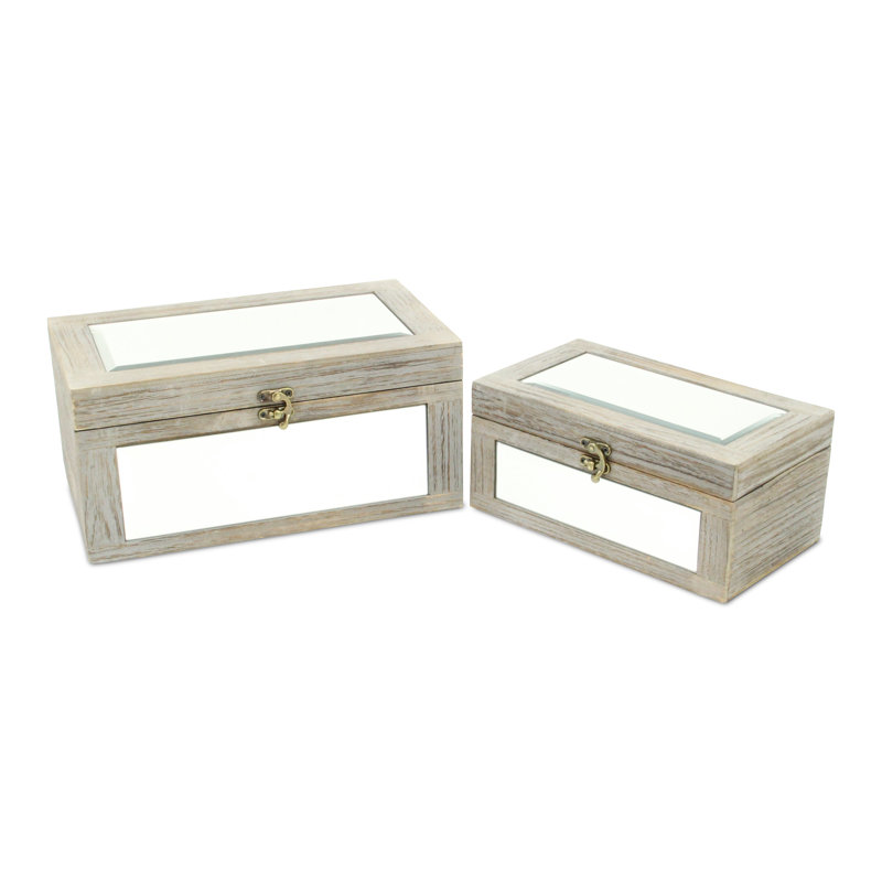 2 Piece Mirrored Decorative Box Set