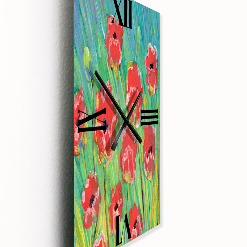 Horloge murale Gouache des coquelicots en fleurs, Petit