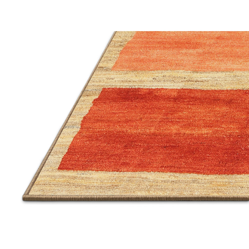Tapis rayé orange / rouge, Rectangle 7 pi x 10 pi