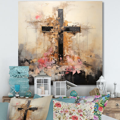 Minimalisme floral, croix religieuse