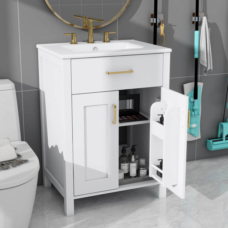 Évier à lessive 24 po avec armoire intégrée, Blanc