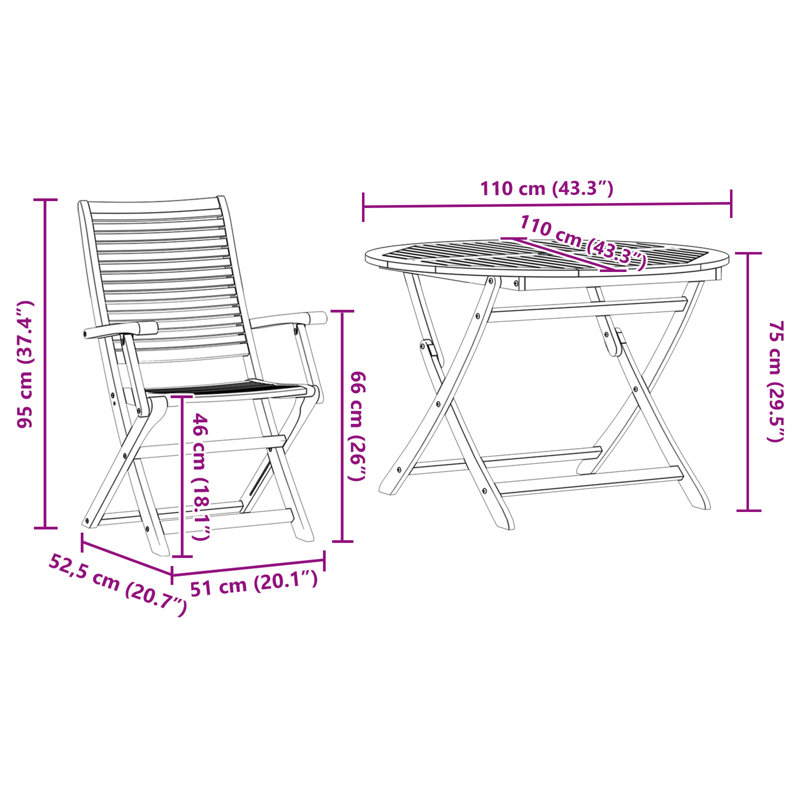 4 - Person Wood Patio Dining Set with