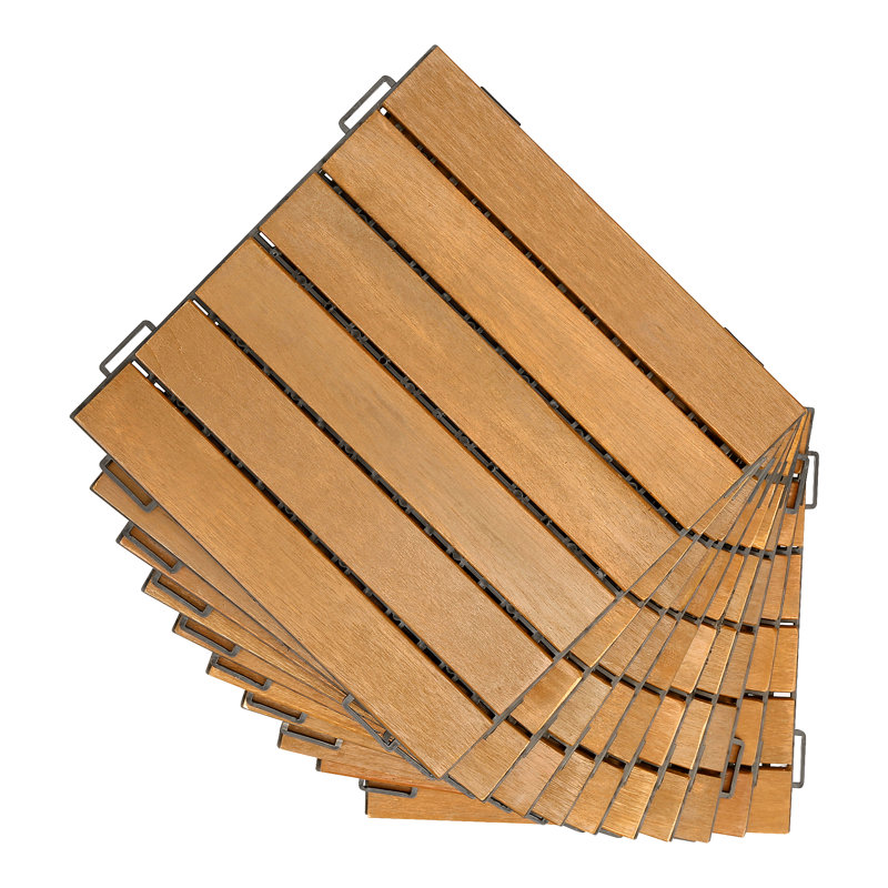 Tavon 30cm x 30cm Wood Interlocking Deck Tile in Honey Oak