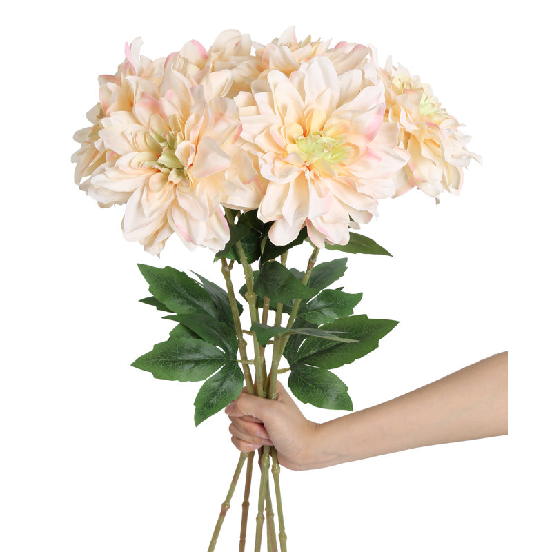6 fleurs artificielles de dahlia, 23,62 po, Champagne
