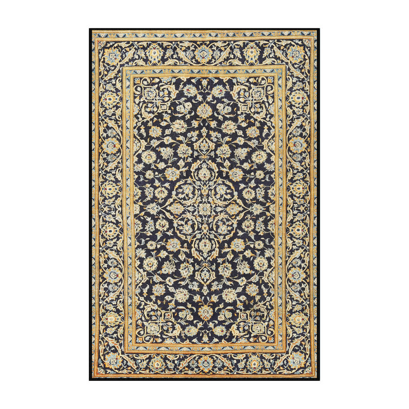 Tapis traditionnel noir / beige Deontae, Rectangle 7 pi x 10 pi