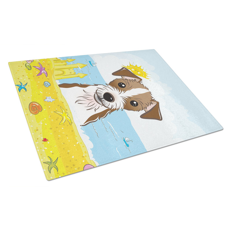 Planche à découper en verre trempé d’été caroline, Jack Russell terrier brun foncé