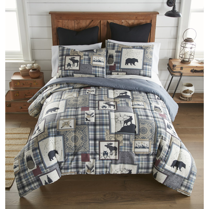 Forest Channel Plaid Comforter Set, King Comforter + 2 Shams