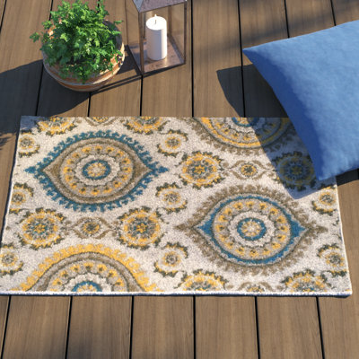 Tapis intérieur / extérieur en laine Ikat