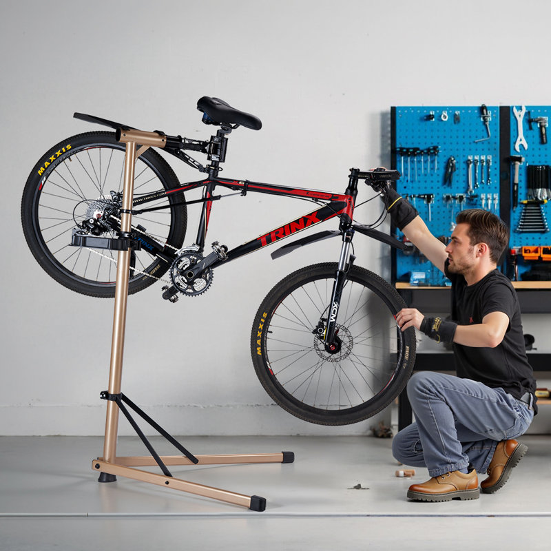 Bike Repair Stand, Max. 110 lb Heavy-duty Bicycle Work Stand with 40.3-59.4 in Adjustable Height & Large Tool Tray, Foldable Ebike Maintenance Rack, Shop Home Mechanics for Mountain Road Bike