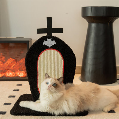 Gothic Design Cat Scratcher, Tombstone Style Scratching Post for Indoor Cats, Spooky Small Cat Furniture