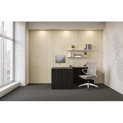 Bureau modulaire en L avec piédestal simple
