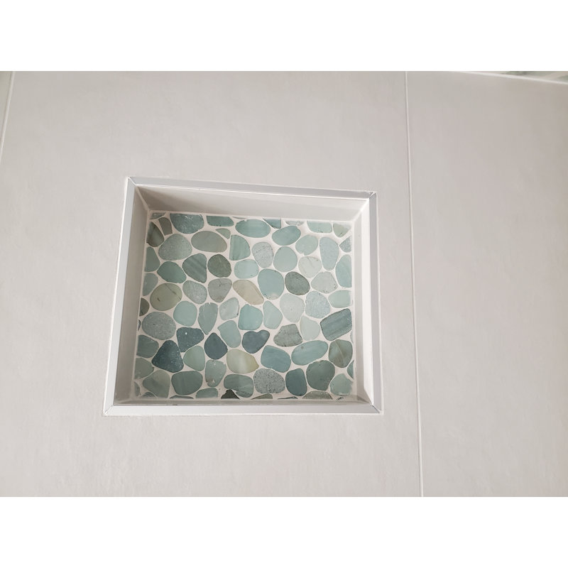 Mosaïque de galets de mer plats verts pour mur et plancher 12 po x 12 po TaiPei