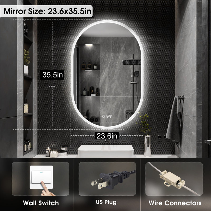 Woodcroft Brighten Your Bathroom with our Smart LED Bluetooth Oval Mirror