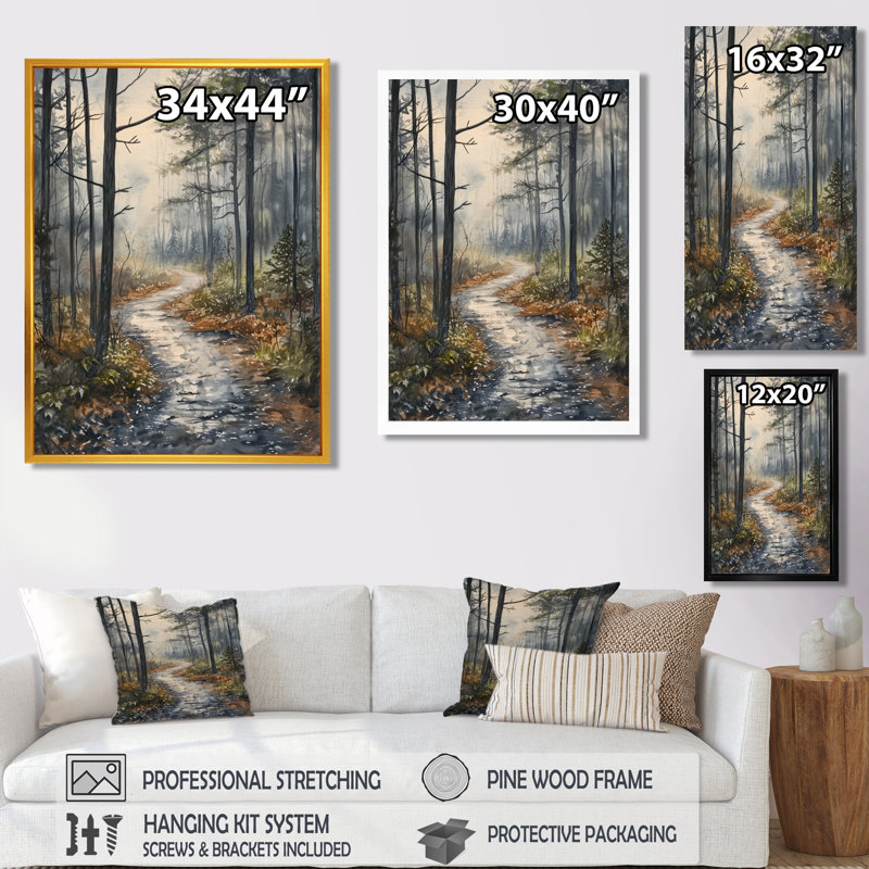 Rainy Forest, art mural, forêt, Cadre flottant noir, H 32 po x l 24 po