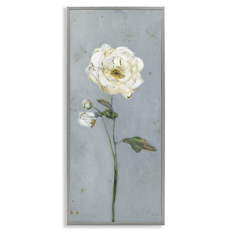 Fleur simple sur art giclée encadrée, design par Sally Swatland, H 30 po x l 13 po, Estampe numérique Farmhouse