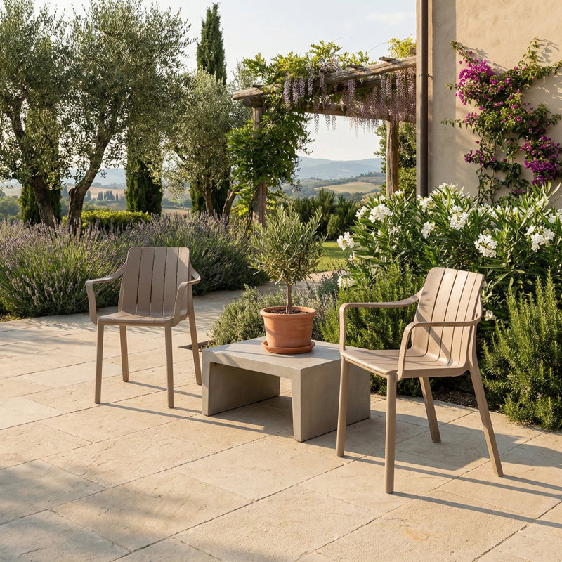 Stacking Patio Dining Armchair, Turtle Dove