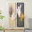Wood Handmade 3D Pampas Stem Leaf Brown Wall Decor with Textured Backing and Beaded Frame Set