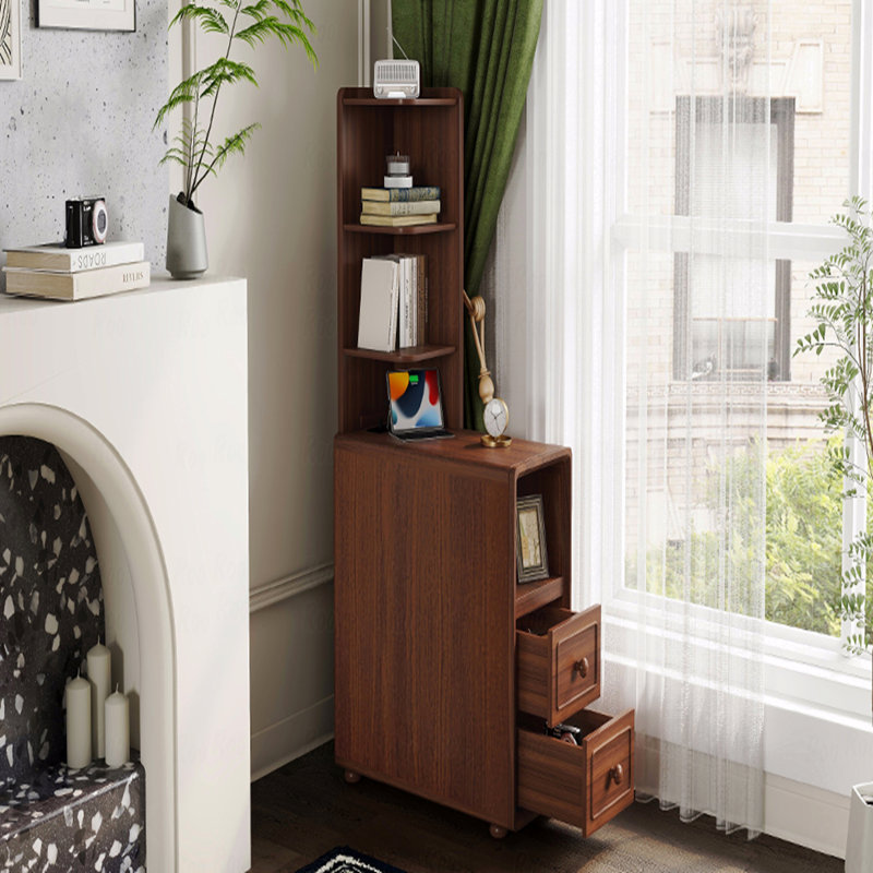 Table de bout avec tiroirs, table de coin avec tablettes ouvertes, table d'appoint haute (compatible avec table de chevet) pour la chambre à coucher et le coin, pour la chambre à coucher