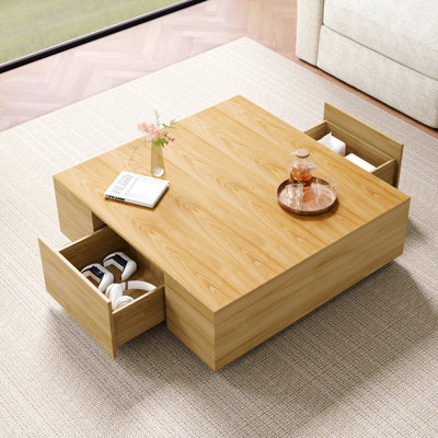 Fully Assembled Wood Square Coffee Table