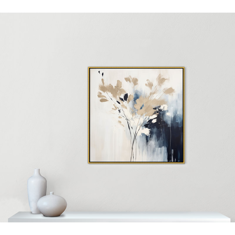 «Bliue Earthly Neutralité II» par Irena Orlov, 37.5'' W x 37.5'' H, Toile avec cadre, Flotteur doré