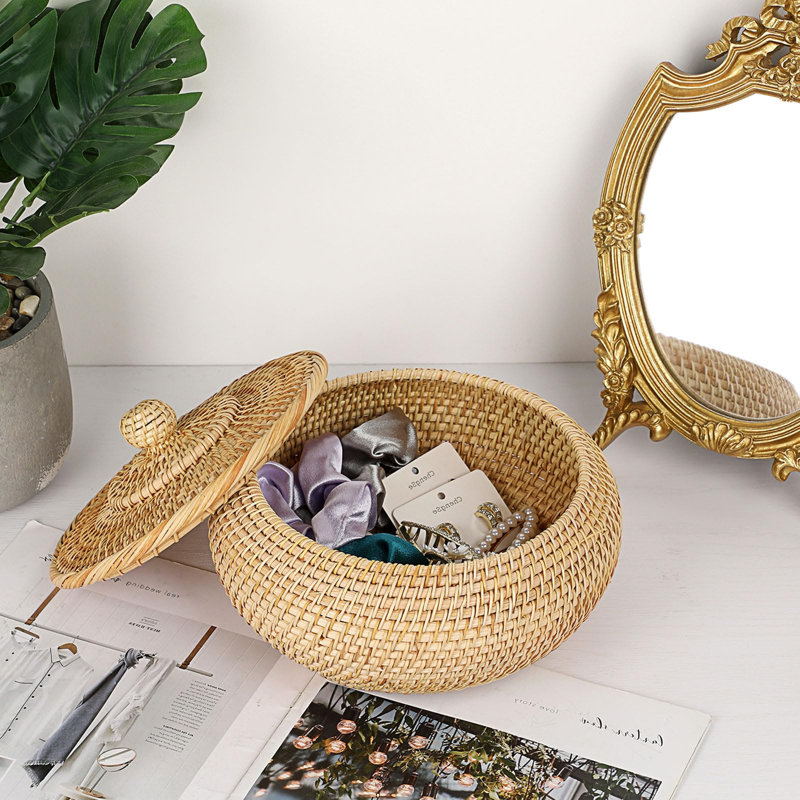 Round Rattan Boxes with Lid