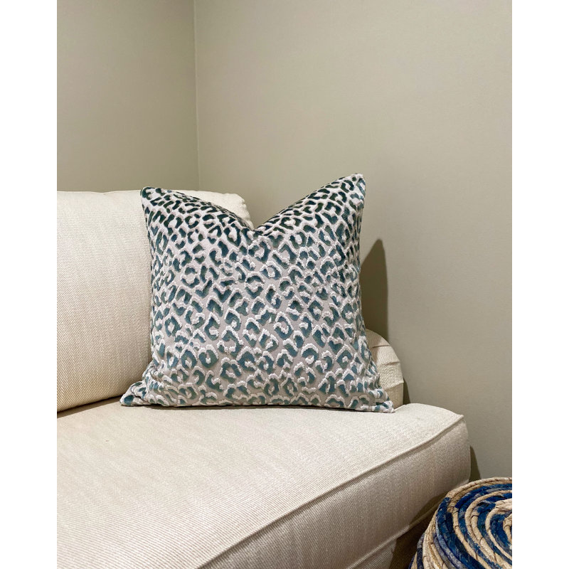 Velvet Leopard Throw Pillow Cover, 20" x 20", Moss
