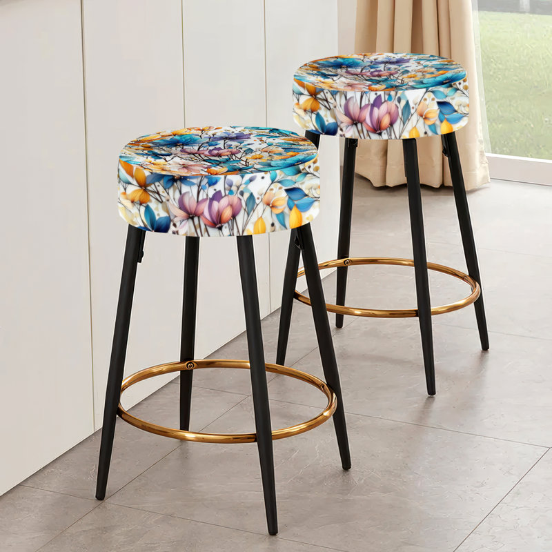 Watercolor Whimsy - Elegant Floral Grace - ensemble de 2 tabourets floraux