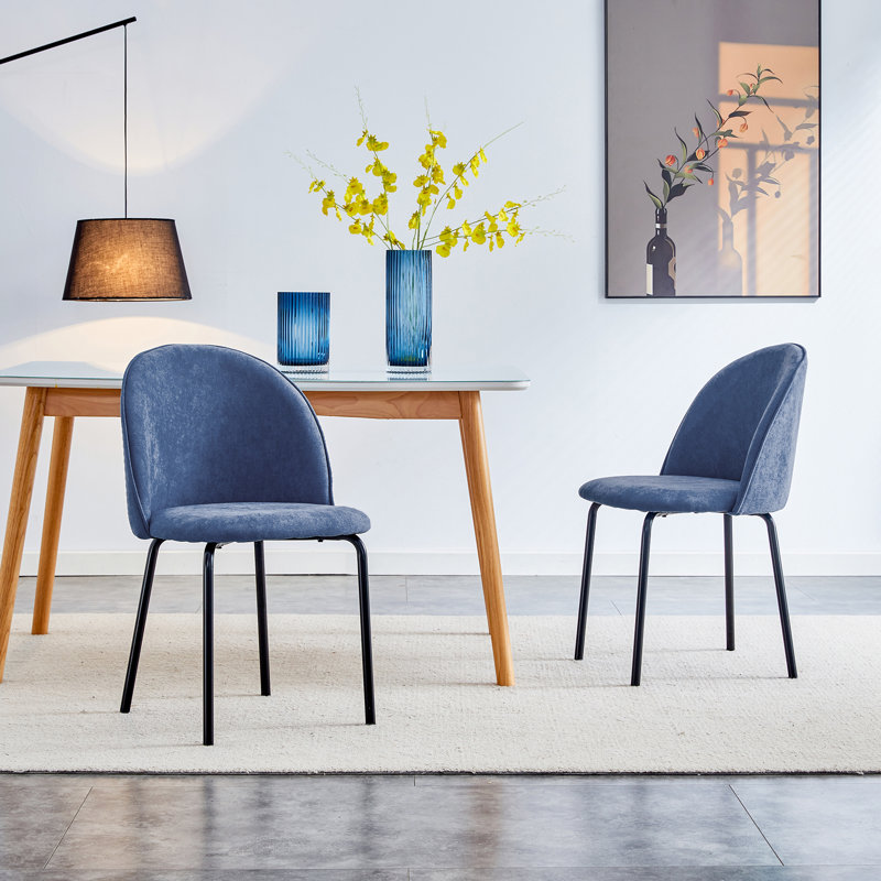 Chaise de salle à manger moderne avec siège rembourré et coquille ergonomique Luma, Bleu