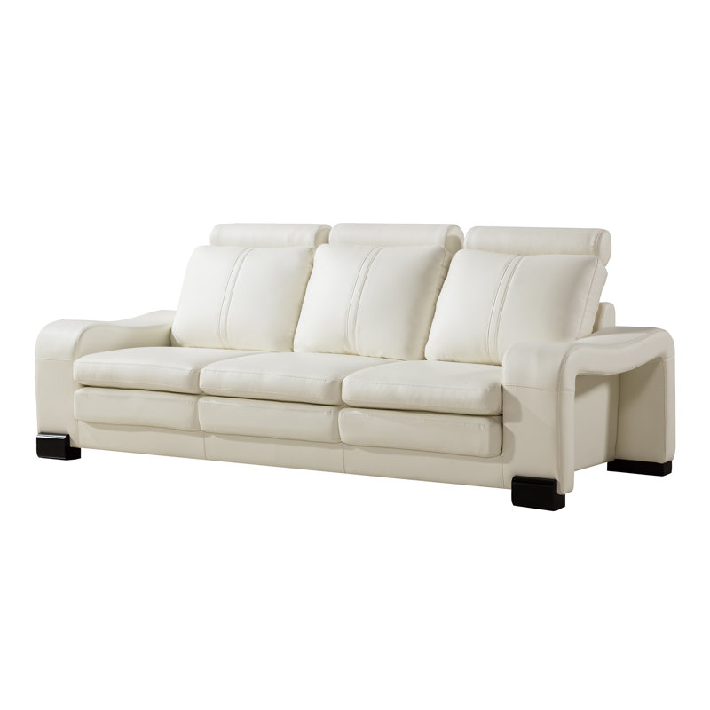 Vierra 89'' Faux Leather Sofa, Ivory