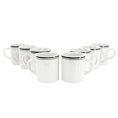 Gibson Homewares Black Banded Fine Ceramic 16 Ounce Mug Set Of 8 In White