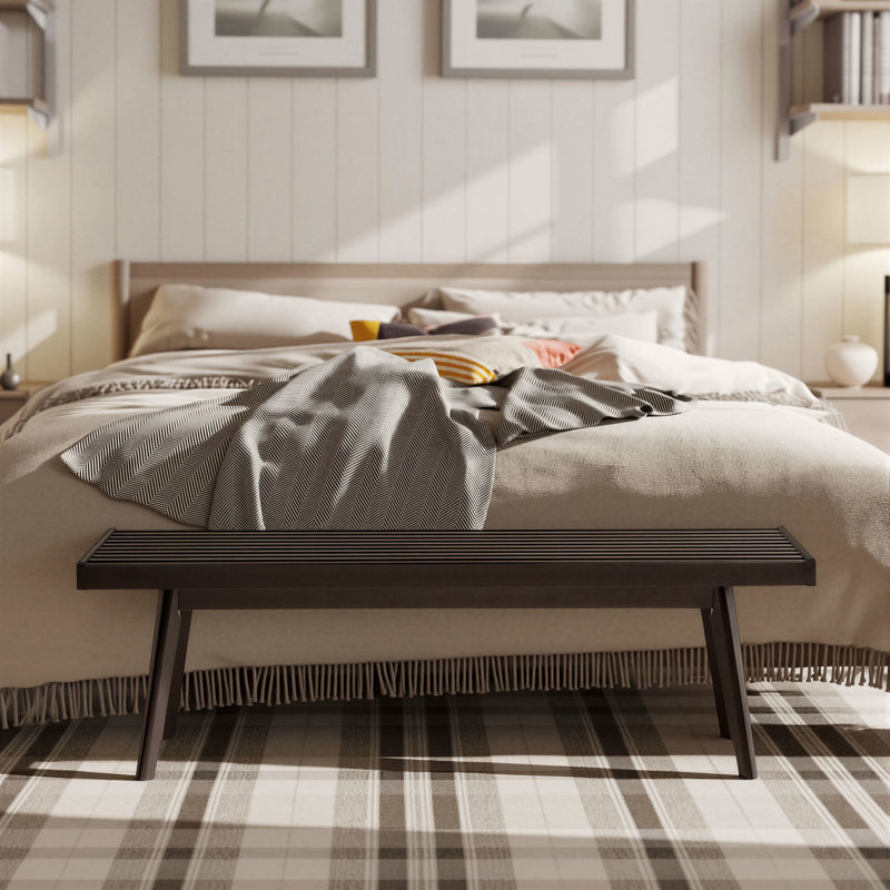 Cailob Wood Bench, 17.55" H x 56.35" W x 16.55" D, Espresso