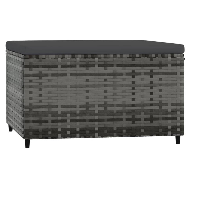 Repose-pieds d'extérieur avec coussins en rotin Chander, Anthracite, gris