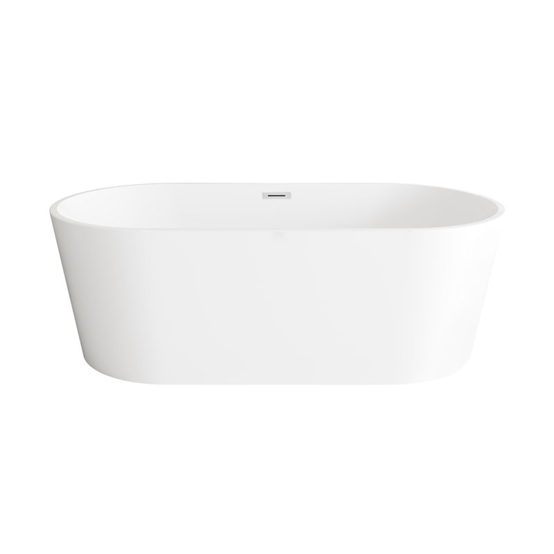 Baignoire de 67 pouces en blanc brillant avec garniture, Chrome