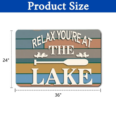 Relax You're At The Lake 24 x 36 in Canoe Oar Pattern Floor Mat Indoor Outdoor