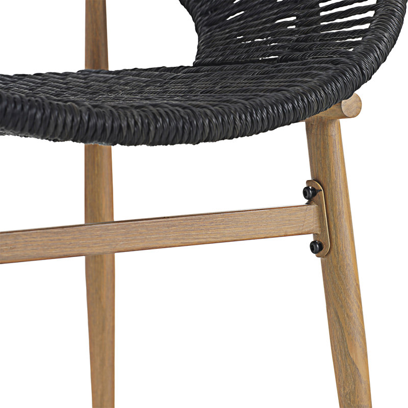 Ensemble de 2 chaises d'extérieur en osier, Coussin gris/cadre gris foncé