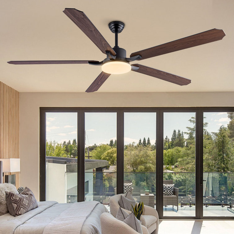 72 Inch 5 - Blade Wooden Ceiling Fan With Light And Remote Control