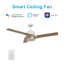 Ventilateur de plafond intelligent de 52 pouces avec commande murale Aeryn, ensemble d'éclairage inclus, fonctionne avec l'assistant Google, Amazon Alexa et les raccourcis Siri.-534085496-534085497-534085499
