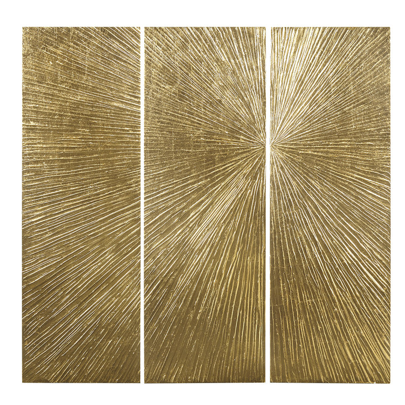 3 Wall Art - Hand Painted With Metallic Gold Glow, Indoor Decorative Modern Highlights, Only