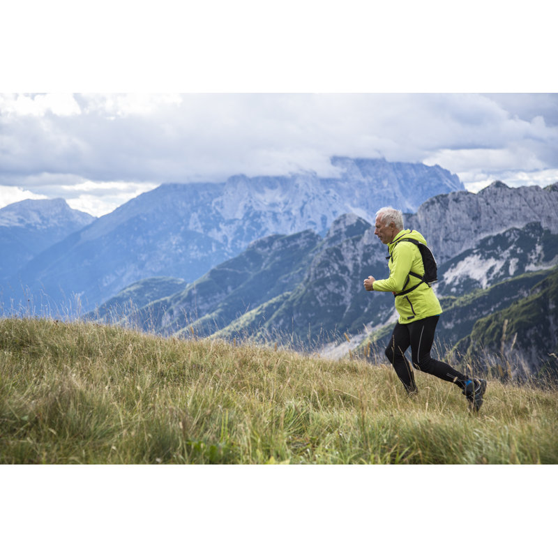 Senior Man Jogging In The Mountains by Tomazl - No Frame Print on Canvas, 61cm H x 91cm W