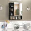 Miroir de salle de bain mural 24 po x 30 po et rangement mural, cadre en aluminium, noir, tablettes réglables pour l'organisation avec armoire de rangement, alliage, étagères